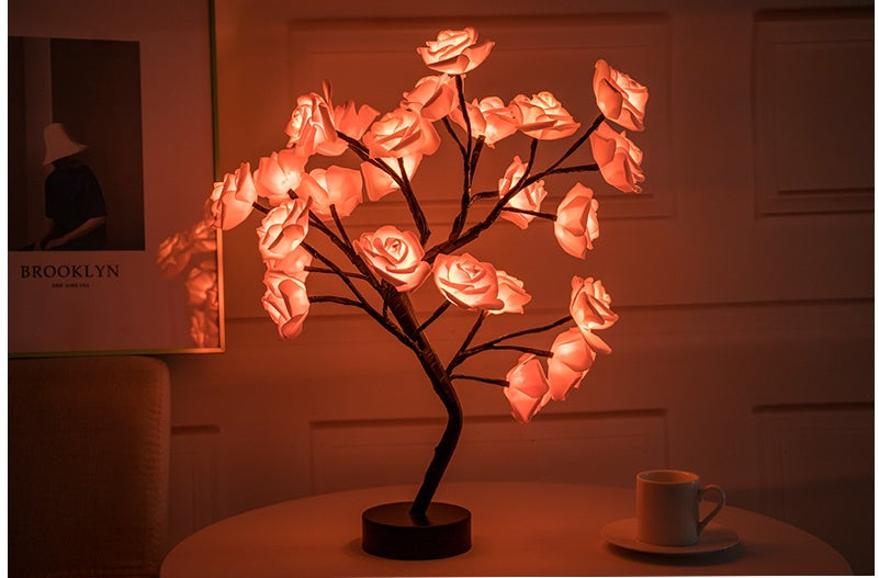 Rose Flower LED Lamp – USB & Battery Operated Night Light
