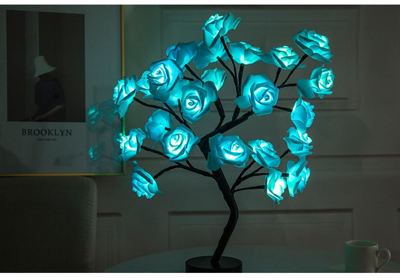 Rose Flower LED Lamp – USB & Battery Operated Night Light