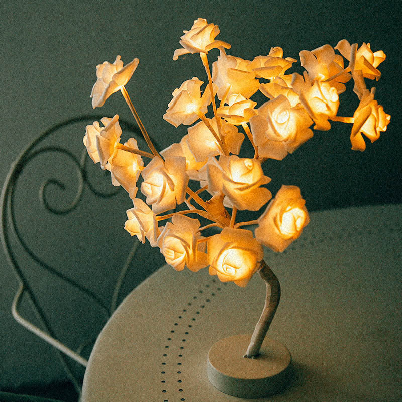 Rose Flower LED Lamp – USB & Battery Operated Night Light