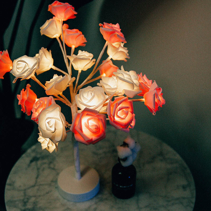 Rose Flower LED Lamp – USB & Battery Operated Night Light