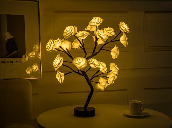 Rose Flower LED Lamp – USB & Battery Operated Night Light
