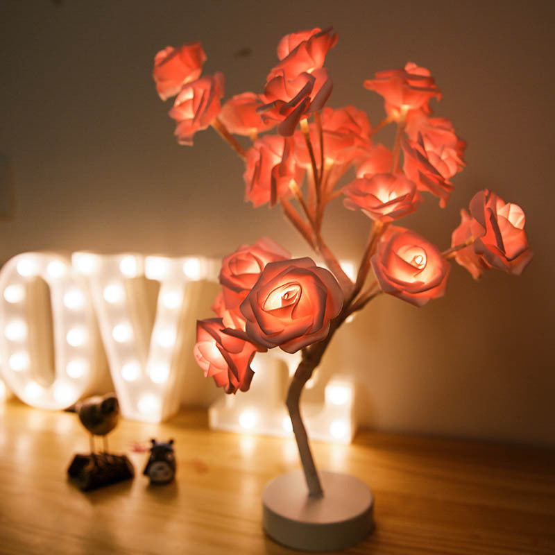 Rose Flower LED Lamp – USB & Battery Operated Night Light