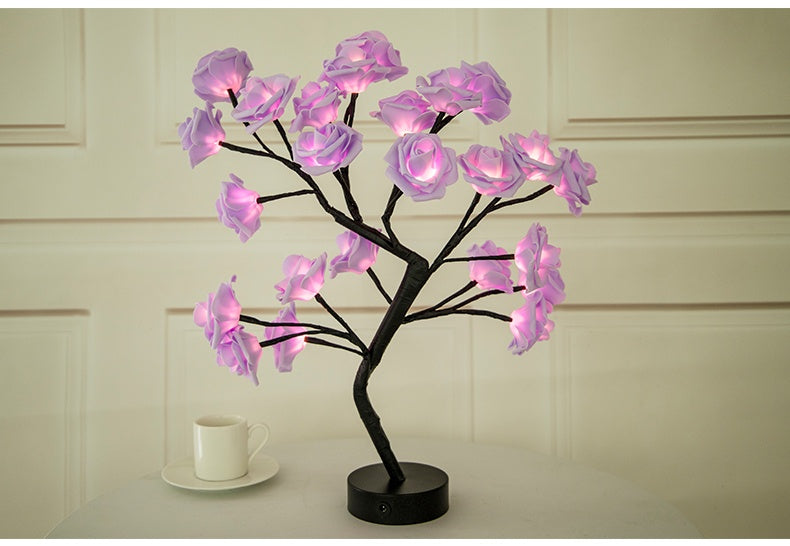 Rose Flower LED Lamp – USB & Battery Operated Night Light
