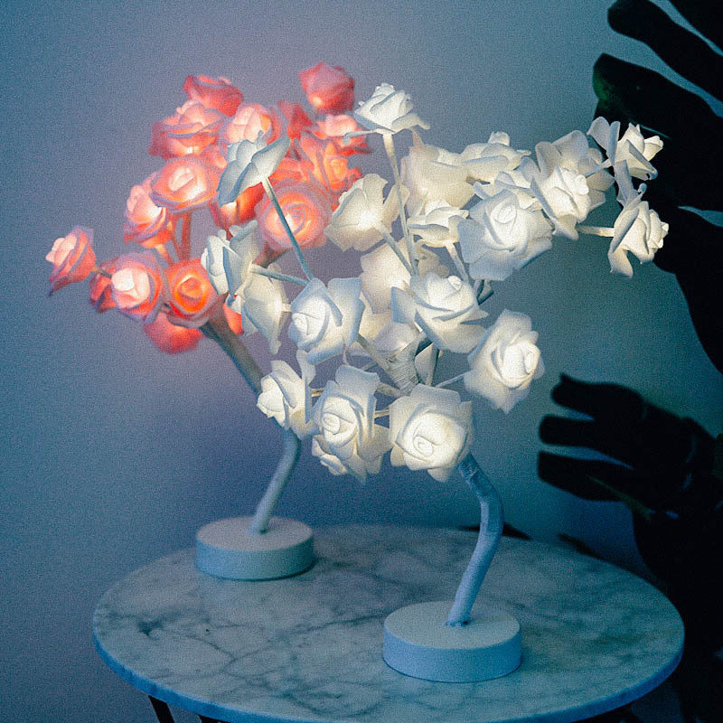 Rose Flower LED Lamp – USB & Battery Operated Night Light